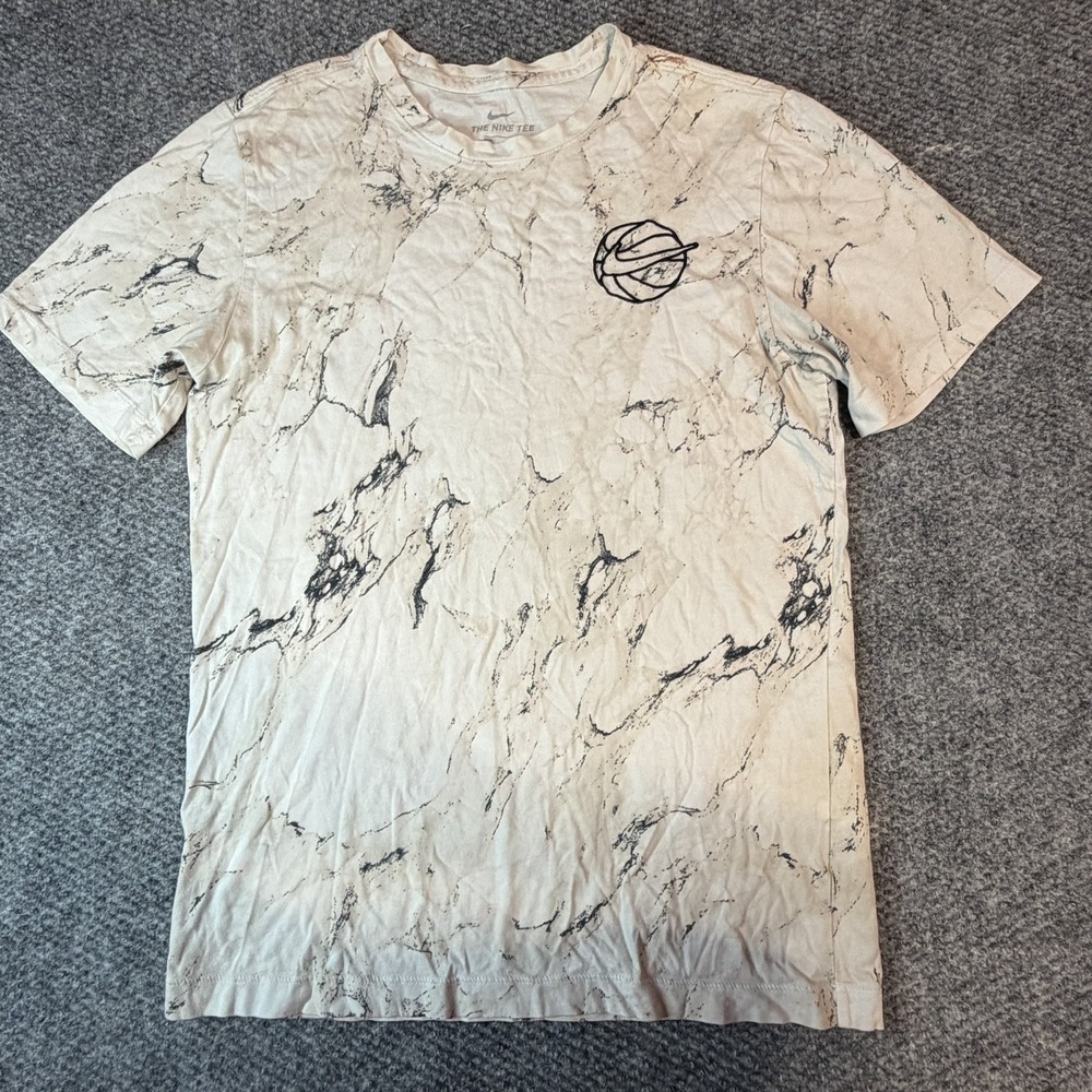 Nike Marble Basketball Shirt Size Small Cool Swoosh Baller White